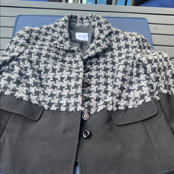 Moschino Black and Gray Houndstooth Cape Jacket size small - Picture 1 of 6